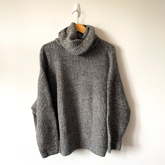 Zara Soft Knit Oversized Slouchy Turtleneck Sweater Heather Grey Sz Medium - Picture 4 of 9